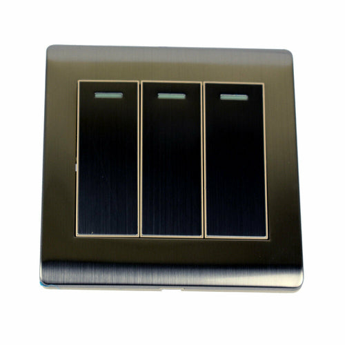 1/2/3 Gang Wall Switch Screw less Brushed Gold Light Switch~3616