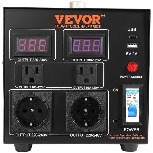 Voltage Converter Transformer, 2000VA, Heavy Duty Step Up/Down